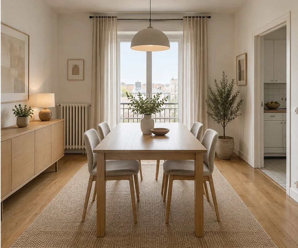 Salle à manger relookée dans un style contemporain